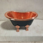 Load image into Gallery viewer, Clawfoot Copper Tub-Style Sink Hammered Polished Copper Inside &amp; Black Outside
