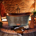 Load image into Gallery viewer, Copper Bathtub Copper Interior &amp; Blue Green Patina Exterior Finish
