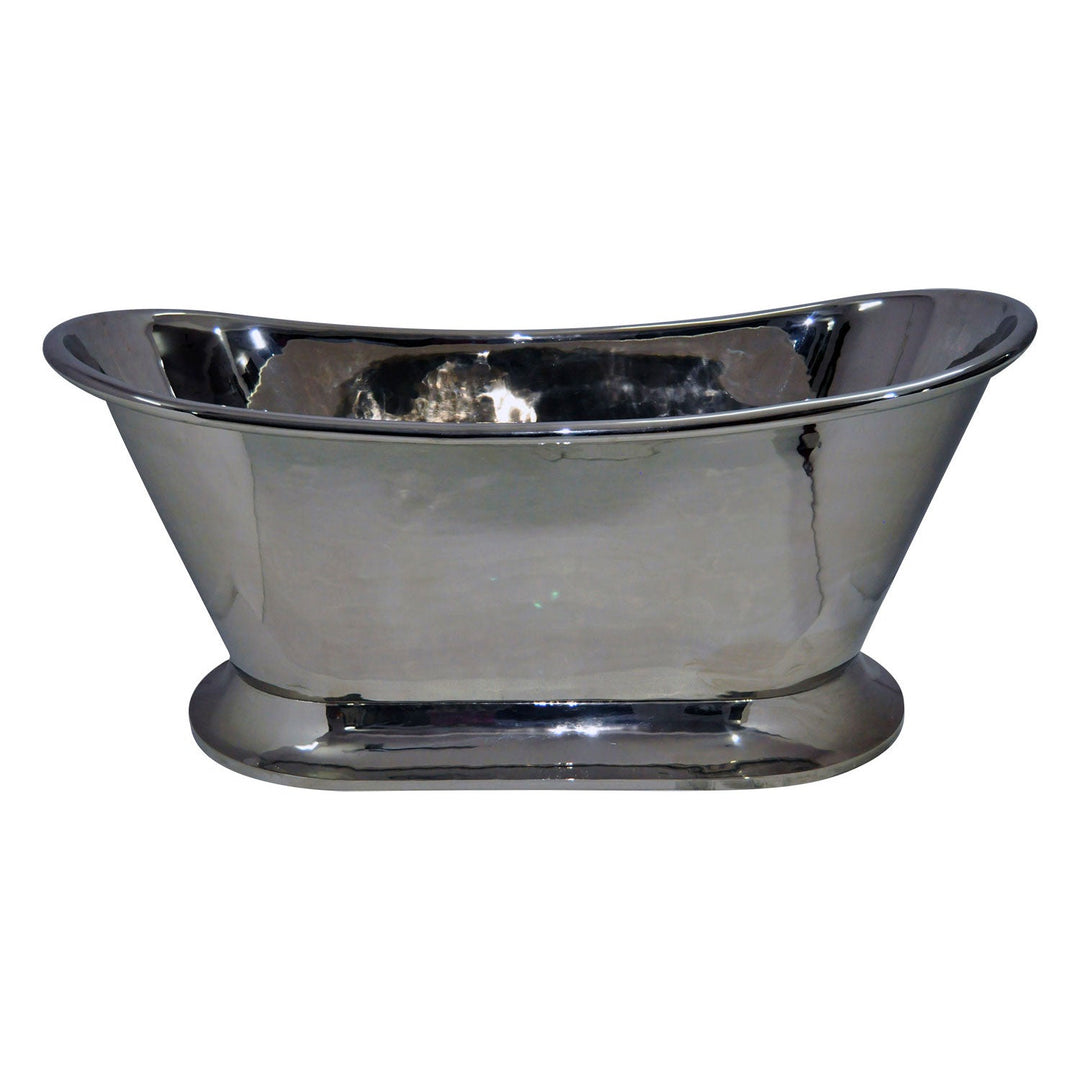 Nickel Finish Curved Pedestal Copper Bathtub