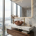 Load image into Gallery viewer, Double Wall Copper Sink Outside Hammered Inside Smooth 16" x 6"
