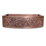 Load image into Gallery viewer, D Shape Vine Design Front Apron Copper Kitchen Sink
