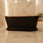 Load image into Gallery viewer, Pedestal Copper Bathtub Black Exterior &amp; Polished Copper Interior
