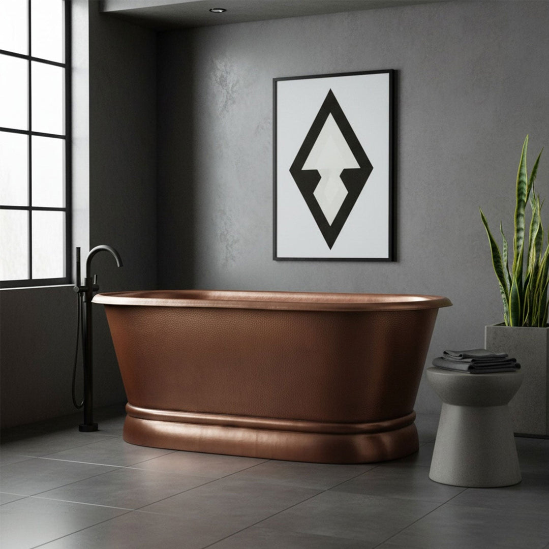 Hammered Antique Finish Pedestal Copper Bathtub