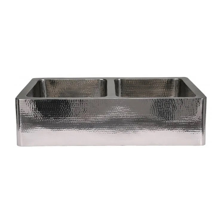 Stainless Steel Kitchen Sink Front Apron Hammered Double Bowl
