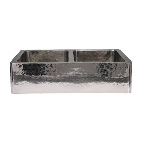 Stainless Steel Kitchen Sink Front Apron Hammered Double Bowl