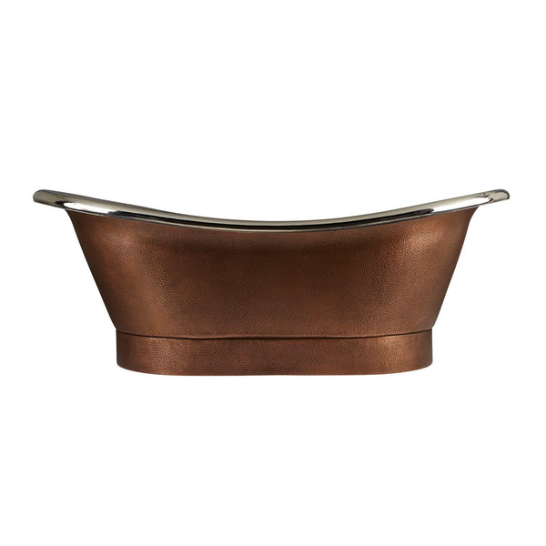 Hammered Double Slipper Nickel Interior Copper Tub