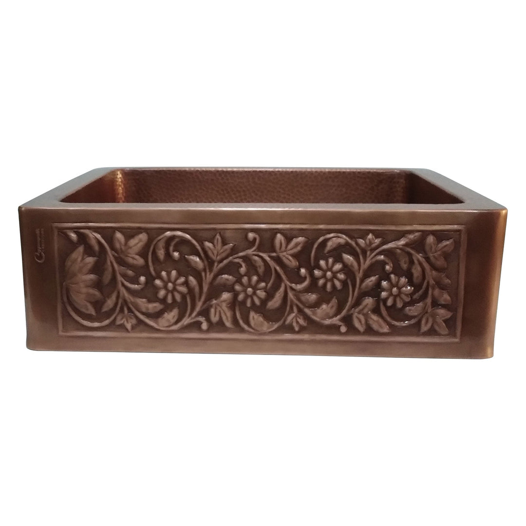 Copper Sink Vine Front Apron 24.50 x 18.50 x 7 inch