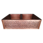 Load image into Gallery viewer, Double Bowl Four Petals in Arcs Front Apron Copper Kitchen Sink
