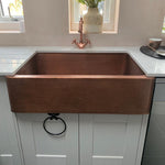 Load image into Gallery viewer, Single Bowl Hammered Front Apron Copper Kitchen Sink Antique Finish
