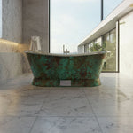 Load image into Gallery viewer, Slanting Base Stainless Steel Bathtub Weathered Patina Exterior
