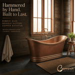 Load image into Gallery viewer, Ribbed Base Hammered Antique Copper Freestanding Tub
