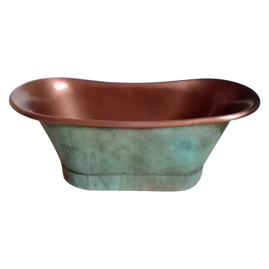 Copper Tub Style Basin Blue Green Patina Exterior Antique Copper Interior