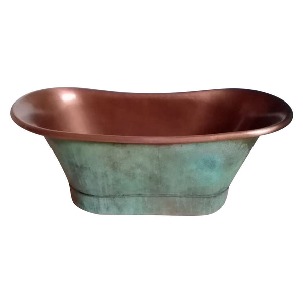 Copper Tub Style Basin Blue Green Patina Exterior Antique Copper Interior