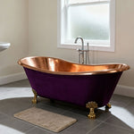 Load image into Gallery viewer, Clawfoot Copper Bathtub Polish Copper Inside RAL 4007 Purple violet Outside
