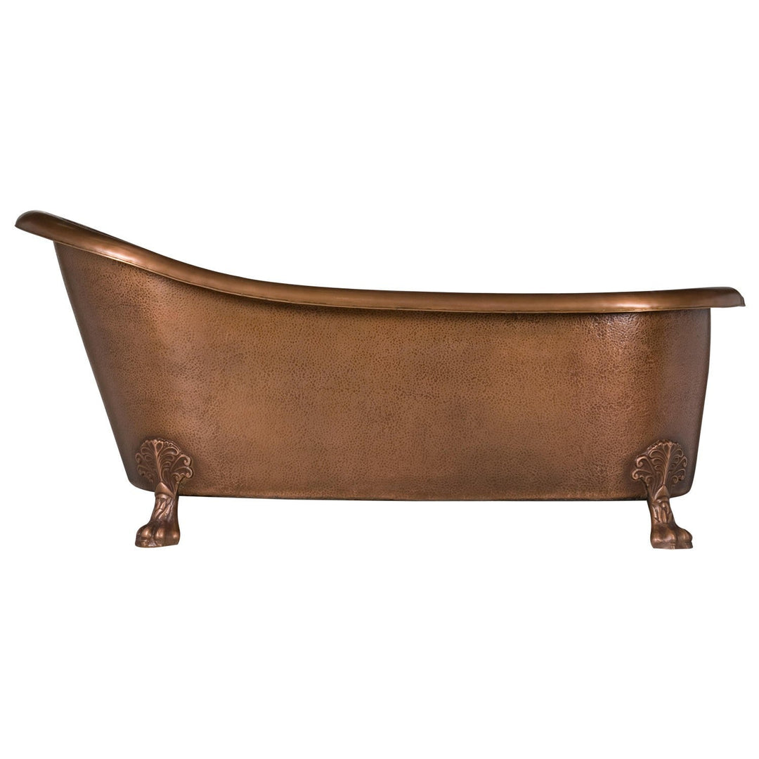 Hammered Copper Clawfoot Slipper Bathtub