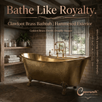 Load image into Gallery viewer, Clawfoot Brass Bathtub Hammered Exterior Full Brass Finish
