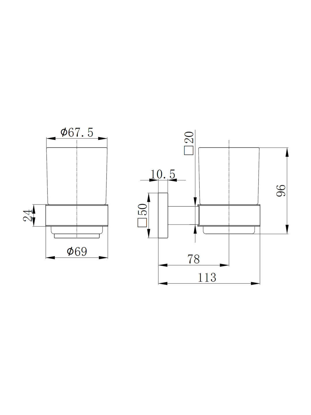 Sydney Square Tumbler & Holder
