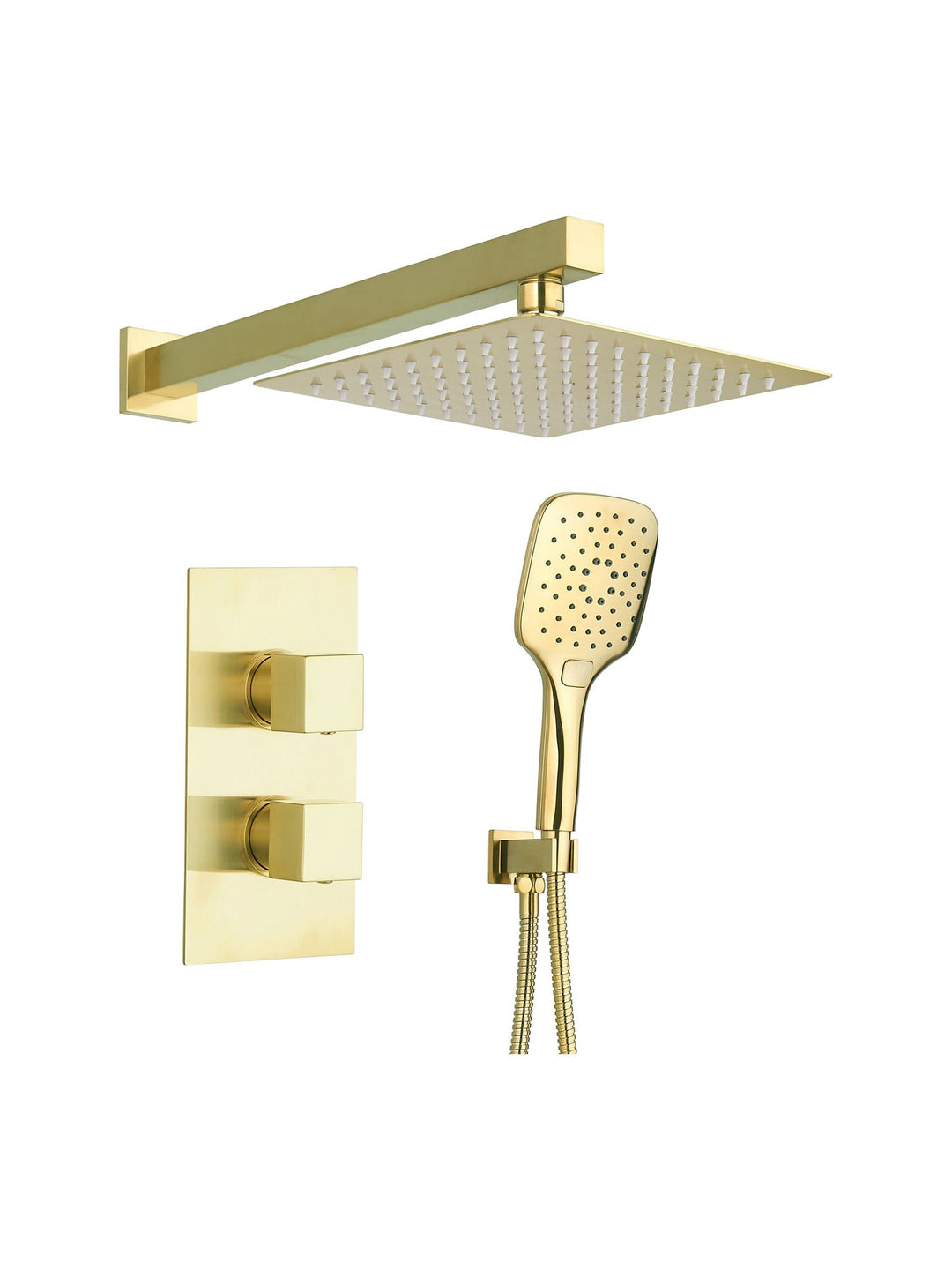 Round Concealed Thermostatic 2 Handle 2 Way Shower Kit Square
