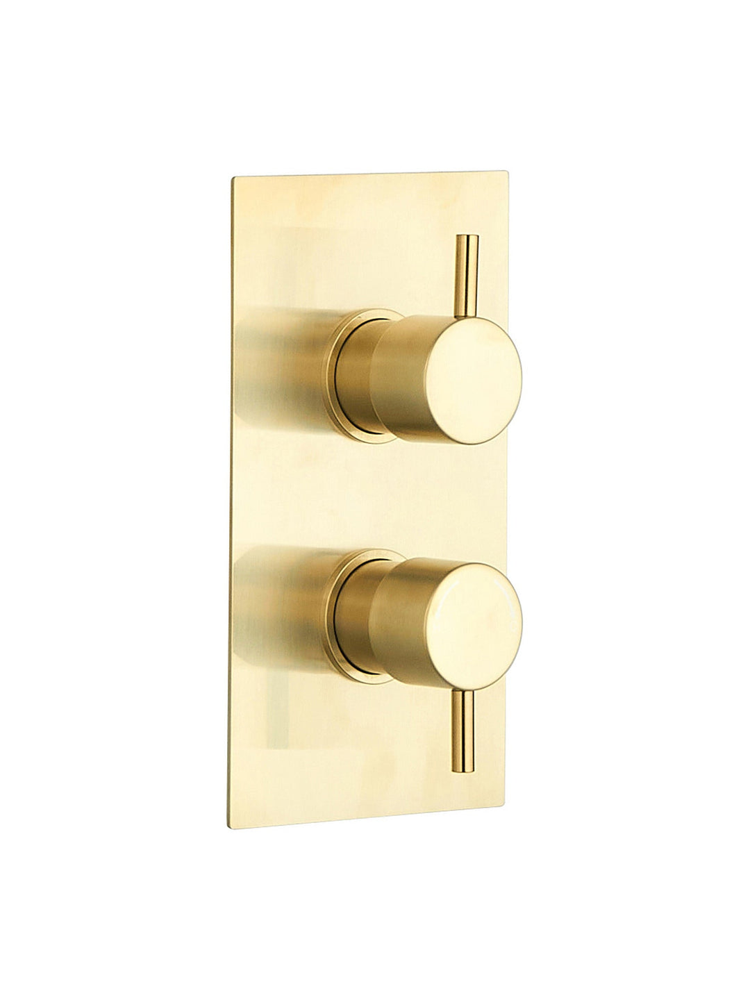 Brushed Brass Concealed Thermostatic 2 Way Shower Valve Round 2 Handle