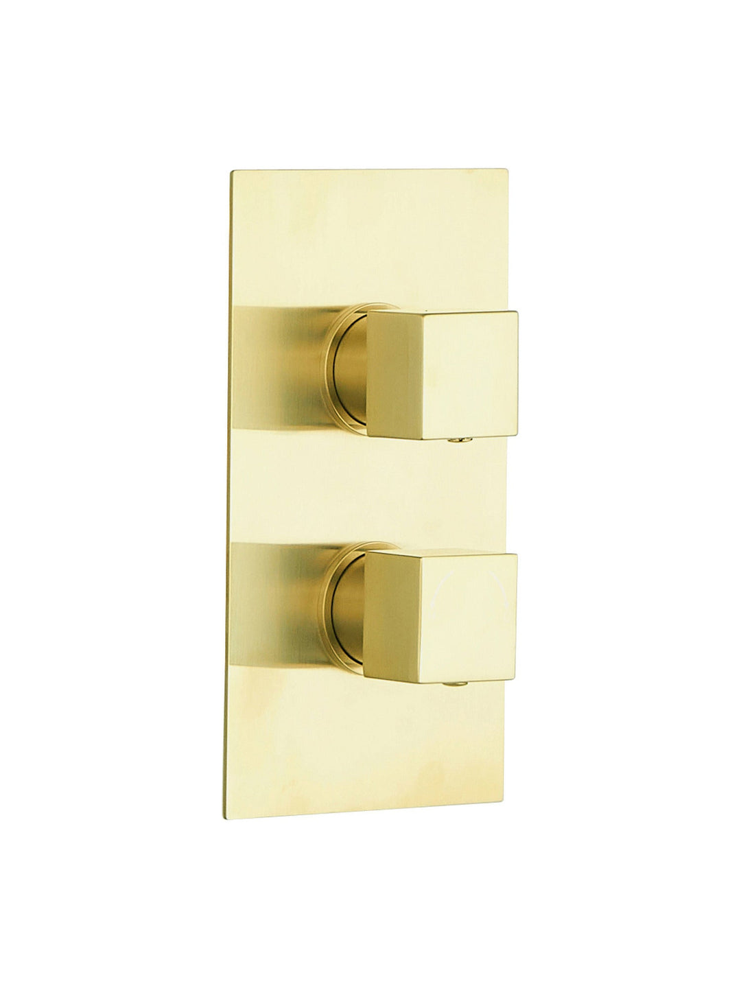 Brushed Brass Concealed Thermostatic 2 Way Shower Valve Square 2 Handle