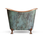Load image into Gallery viewer, Clawfoot Copper Tub Style Basin Blue-Green Patina Exterior
