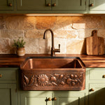 Load image into Gallery viewer, Copper Farmhouse Sink Sunflower Front Apron
