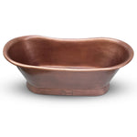 Load image into Gallery viewer, Slanting Base Copper Bathtub Antique Hammered Finish &amp; Roll Top Pipe
