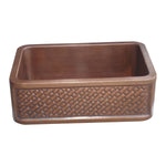 Load image into Gallery viewer, Single Bowl Diagonal Brick Front Apron Copper Kitchen Sink
