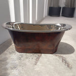 Load image into Gallery viewer, Straight Base Copper Bathtub Nickel Inside &amp; Weathered Antique Finish Copper Outside
