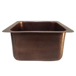 Load image into Gallery viewer, Square Copper Bar Sink Antique Hammered Undermount Sink 14" x 14" x 8"

