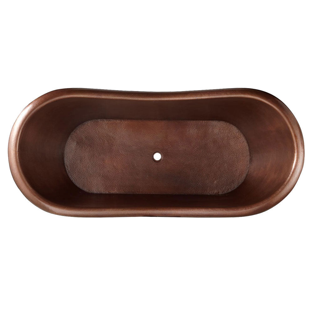 Hammered Double Slipper Copper Tub Cascading Beaded Base