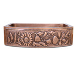 Load image into Gallery viewer, D Shape Sunflower Front Apron Copper Kitchen Sink
