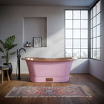 Load image into Gallery viewer, Straight Base Copper Bathtub Polished Copper Interior &amp; RAL4003 Exterior
