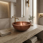 Load image into Gallery viewer, Double Wall Copper Sink Outside Hammered Inside Smooth 16" x 6"
