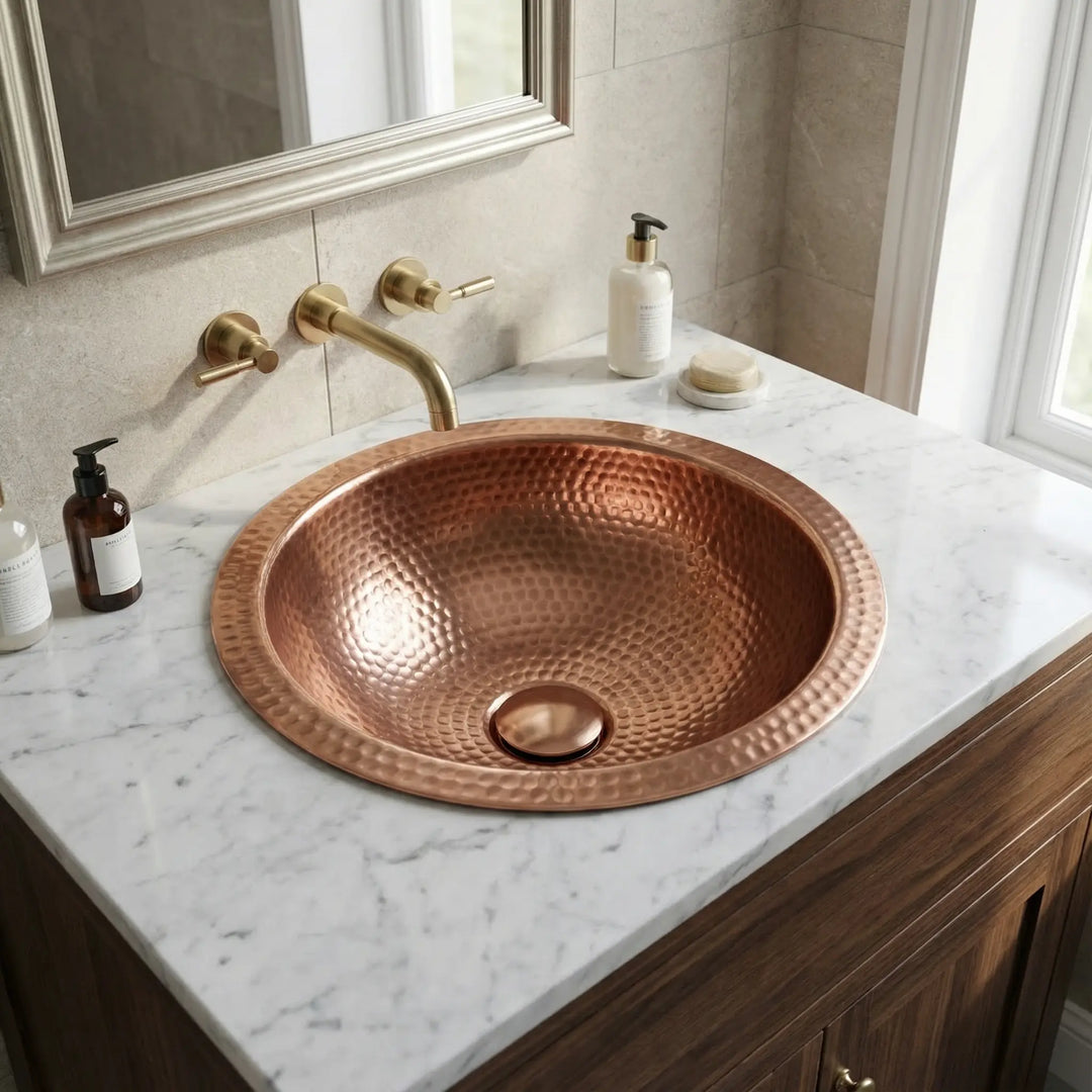 Round Hammered Copper Sink