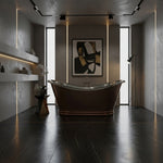 Load image into Gallery viewer, Ribbed Base Smooth Double Slipper Nickel Interior Copper Bathtub
