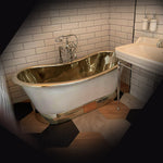 Load image into Gallery viewer, Slanting Base Copper Bathtub Nickel Inside &amp; on Base Matt White Powder Coated Outside Outside
