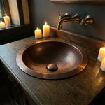 Load image into Gallery viewer, Round Hammered Copper Bowl Sink
