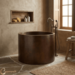 Load image into Gallery viewer, 45-inch Hammered Antique Japanese Style Soaking Copper Bathtub

