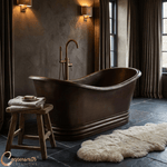 Load image into Gallery viewer, Hammered Dark Copper Double Slipper Tub
