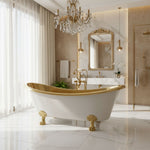 Load image into Gallery viewer, Clawfoot Brass Bathtub Polished Brass Interior &amp; Matt White Exterior Finish
