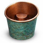 Load image into Gallery viewer, 39-Inch Japanese Soaking Copper Bathtub Hammered Antique Copper Interior Blue-Green Verdigris Patina Exterior
