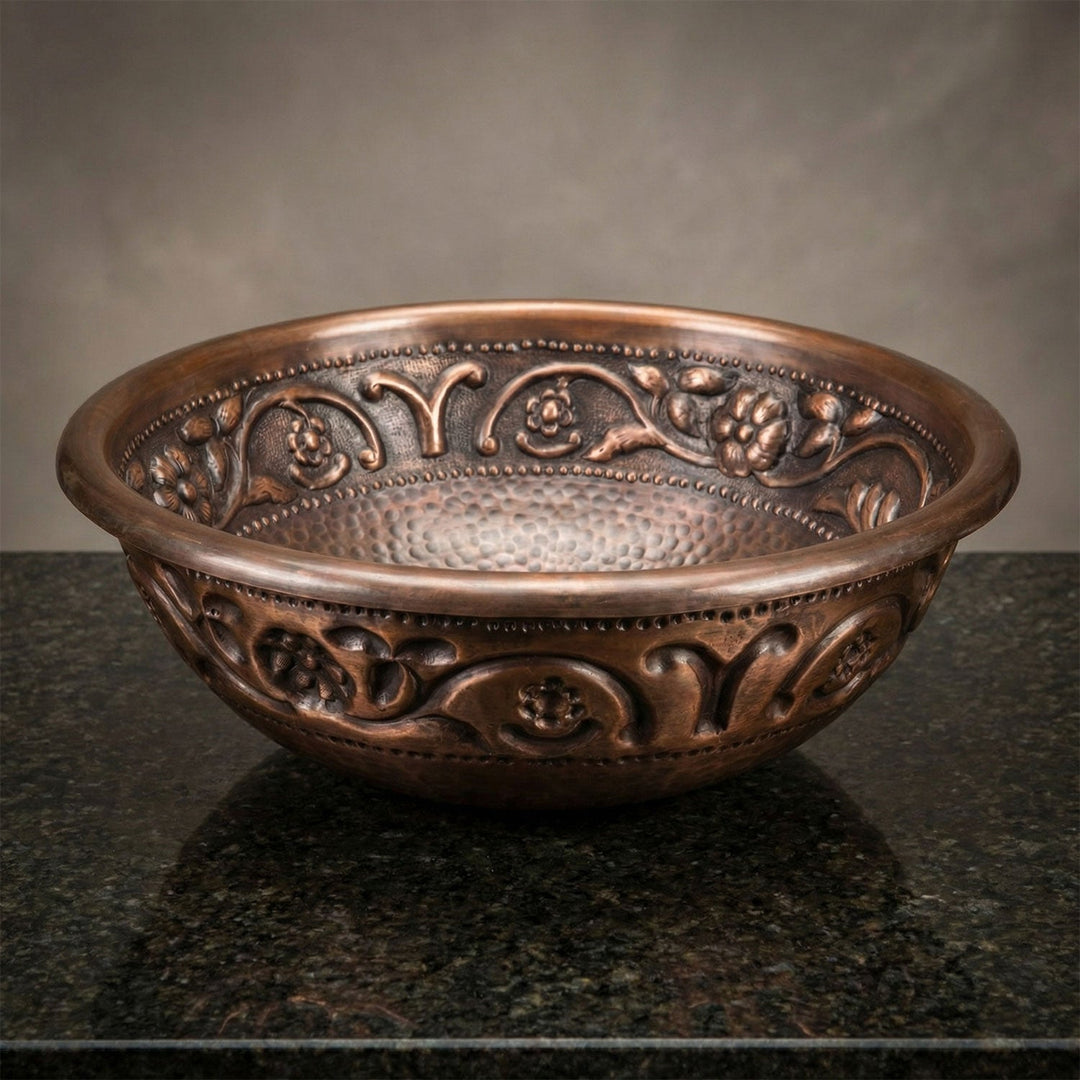 Copper Sink Embossed Hammered