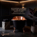 Load image into Gallery viewer, Hammered Clawfoot Copper Bathtub Copper Interior &amp; Black Exterior
