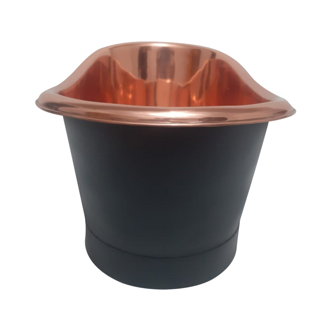 Copper Tub Style Basin Copper Inside & Black Outside Straight Base