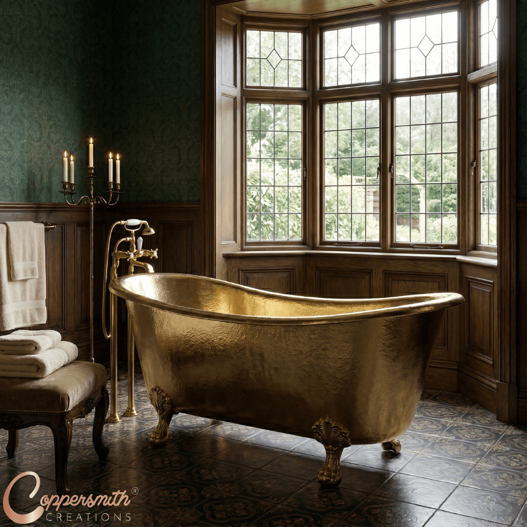 Clawfoot Brass Bathtub Hammered Exterior Full Brass Finish