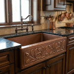 Load image into Gallery viewer, Single Bowl Petal Front Apron Copper Kitchen Sink
