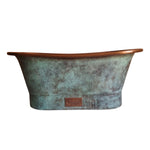 Load image into Gallery viewer, Copper Bathtub Copper Interior &amp; Blue Green Patina Exterior Finish
