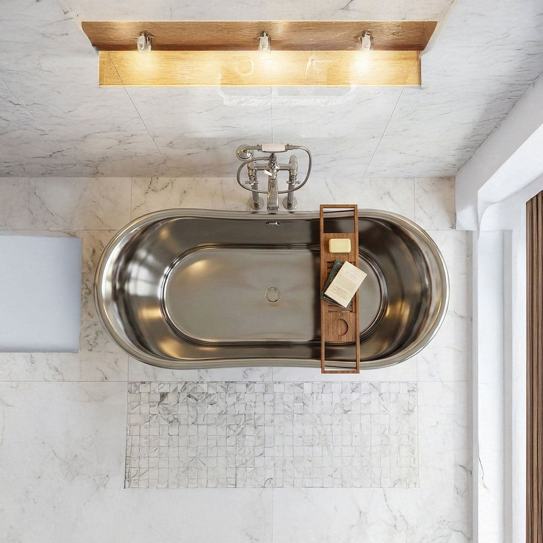 Straight Base Stainless Steel Bathtub Full Steel Finish