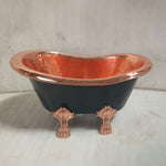 Load image into Gallery viewer, Clawfoot Copper Tub-Style Sink Hammered Polished Copper Inside &amp; Black Outside
